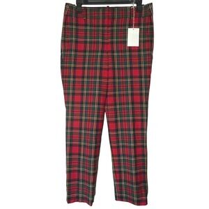 J.Crew Cameron Slim Crop Pant Stewart Tartan Plaid Red‎ Wool Blend Size 6 NEW